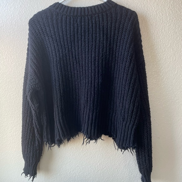 WILDFOX NO PROBLEMO Factory Distressed Black & White Sweater/ XS - Picture 7 of 10